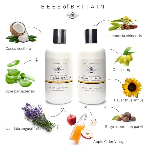 BEES of BRITAIN - 99% Natural Clarifying Shampoo, 250ml - ACV, Aloe & Lavender. Sulfate, Paraben & Silicone-Free. 5% Profit to Bees & Pollinators. - Image 3