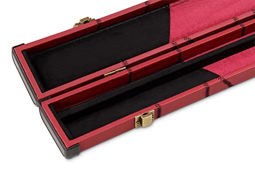 Deluxe 3/4 Burgundy Cue Case with Black Crazy Stitch Design with Plastic Ends and Horizontal Chalk Compartment 116cm Shaft - Black and Burgundy Interior - Image 9
