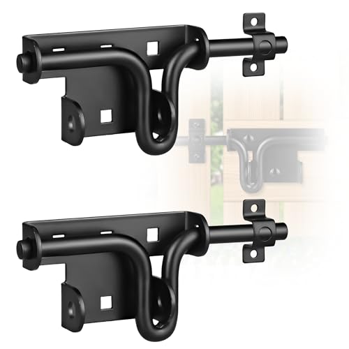 Image of 2 Pack Heavy Duty Slide Bolt Gate Latch with Padlock Hole - Universal Security Lock for Wooden Fence, Metal Gate, Shed Door, Yard Barn, Vinyl Sliding Door - Out /Indoor Waterproof Door Latch