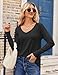 Zeagoo Long Sleeve Tops for Woman V Neck Tees Black Tshirt Fashion Tops Trendy Soft Casual Fall Outfits Clothes 2025 XXL