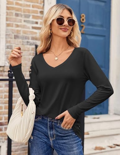 Zeagoo Womens T Shirts Long Sleeve V Neck Basic Tee Casual Loose Fit Soft Fall Tops Outfits 2025 S-XXL3