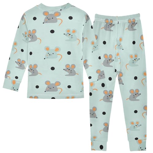 Pajama Sets Long Sleeve Mouse Pattern with Circles Soft Comfy Sleepwear 2 Piece PJS 3-8T3