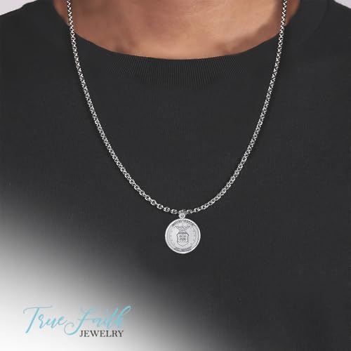 True Faith Jewelry Sterling Silver United States Air Force Service Medal with St Michael Patron Saint Archangel Pendant Necklace, 3/4 Inch4