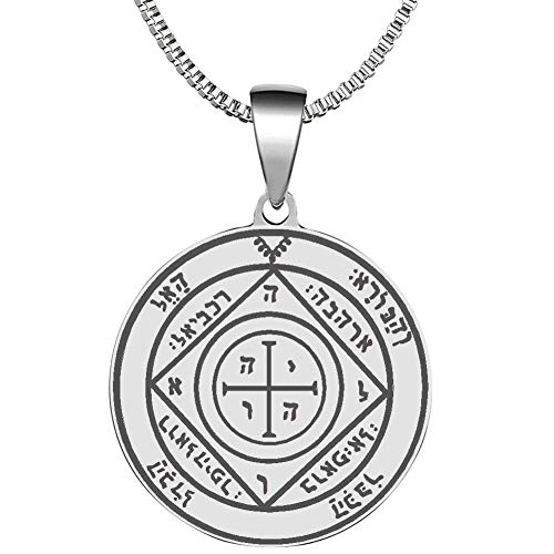 Detailed Engraved Fifth Pentacle of Saturn for Protection Stainless Steel Polished Talisman Pendant Necklace