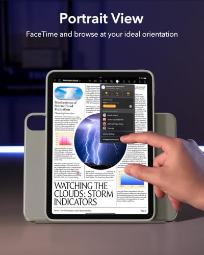 Image of ESR for iPad A16 Case, iPad 11th /10th Generation Case (2025 /2022), Removable Magnetic Cover with Pencil Charging & Storage, Adjustable Portrait /Landscape Stand, 9 Standing Angles, Titanium