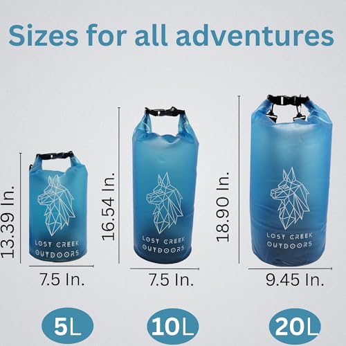Bolsa seca enrollable impermeable semitransparente, 5L, para kayak, navegación, natación, pesca, playa y actividades en río (Azul cielo) miniatura 6