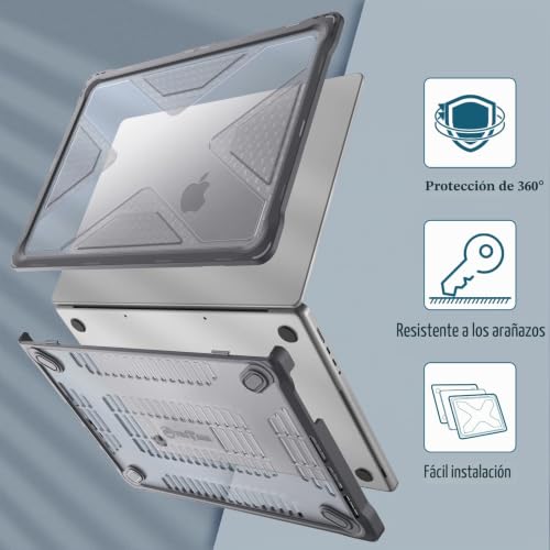 Funda MacBook Pro 16 gris translúcida compatible con A3403 A3429 M5 M4 M2 Pro Max 3