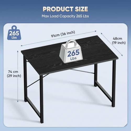 Image of JD FRESH Folding Study Table Desk with Metal Frame & Wooden Finish /Portable Table /Space Saving Computer Desk for Home Office, Bedroom /Foldable Writing Table, Laptop Desk (Black, Marble)