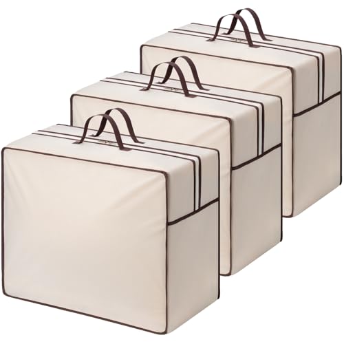 Lifewit 3 Piezas Bolsas Almacenaje Ropa 75L, Almacenaje Armario, Bolsas Mudanza, Organizador Armario Apilable, Bolsas Para Guardar Ropa, Edredones, Colchas