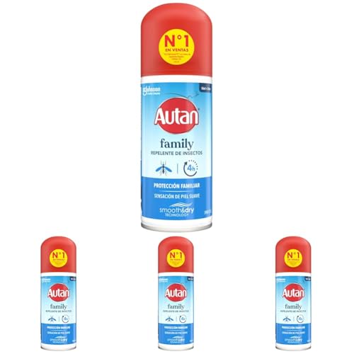 Autan Family Care Repelente - Protege de mosquitos, Spray en seco, Aerosol, 100ml (Paquete de 4)