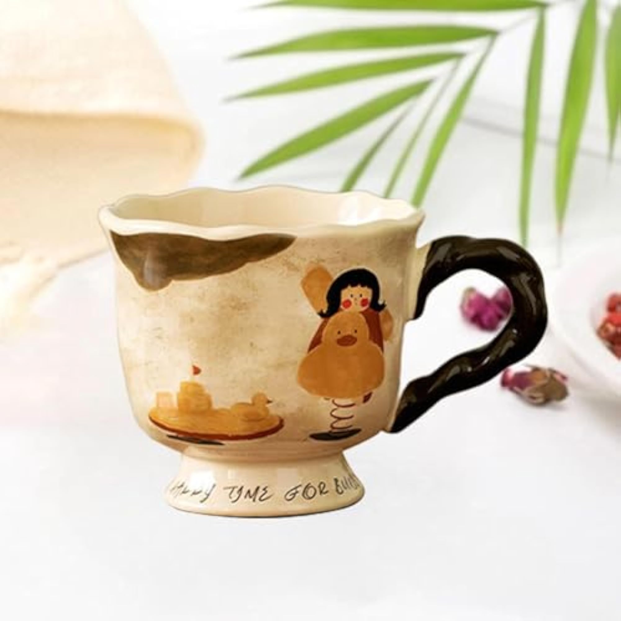 Ceramic Coffee Mug Reusable Hand Painted Milk Cup
