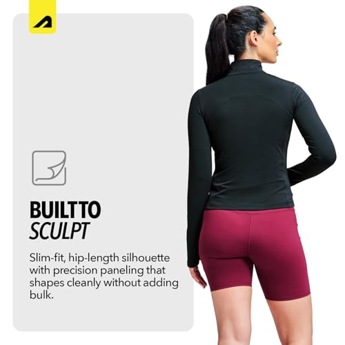 Image of Boldfit Women Slim Fit Jacket, Sculpted Athletic Jacket with Thumbhole Cuffs, Moisture-Wicking Activewear, Gym & Running Lightweight Jacket with Pockets