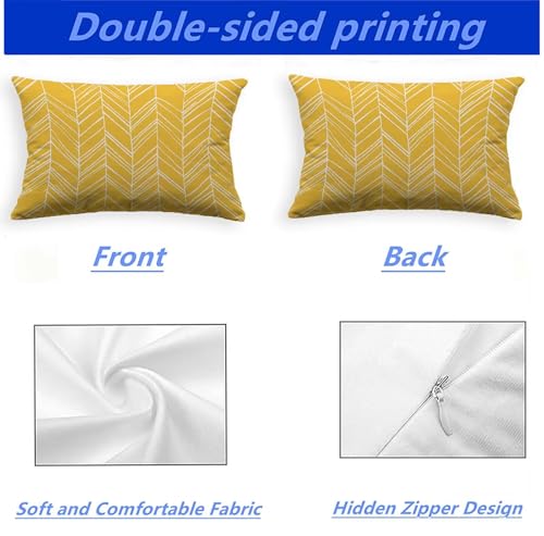 Housse de coussin jaune 60x90 cm en velours avec zip invisible pour canapé | Lot de 2