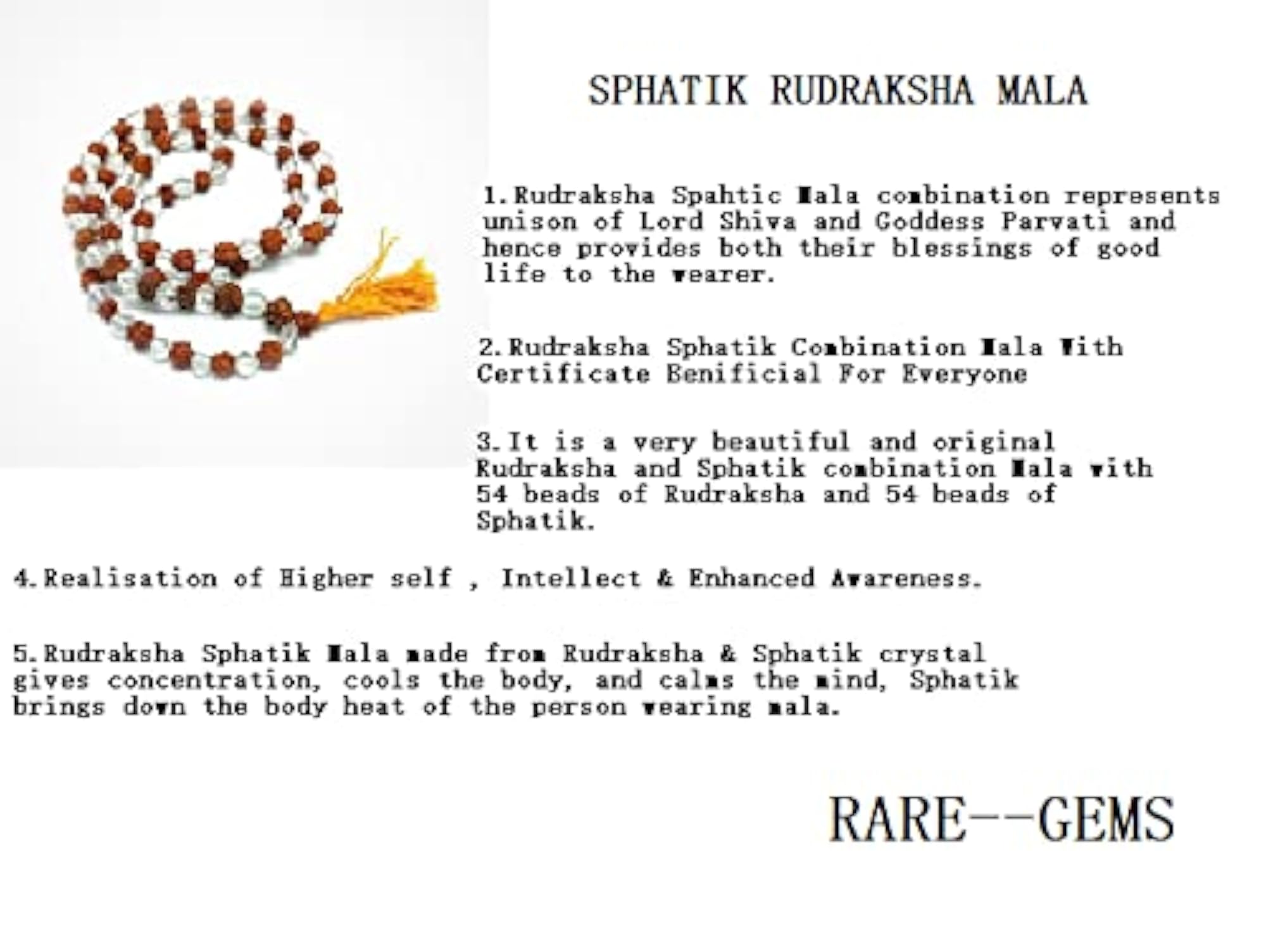 Rudraksha Mala with Amazing Clarity, 108 Beads