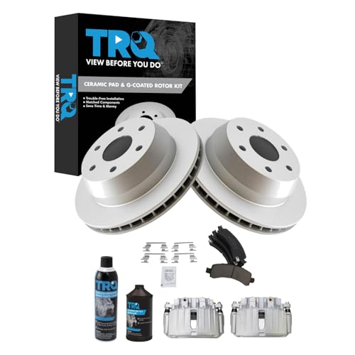 Image of TRQ Rear Brake Pad & Rotor Kit Compatible with 2002 Cadillac Chevrolet GMC