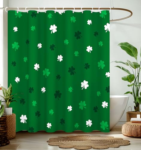 Stanoha Shamrocks St. Patricks Day Shower Curtain for Bathroom Decor Lucky Spring Irish Green Luck Curtains Bathtub Cortinas de Bao Cute Decorative Girls Unique Design Pretty Women 72 x72 Inch
