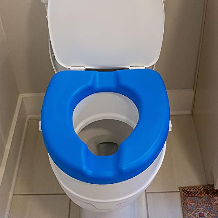 Deluxe, Padded SOFT-TOPTM 4 Raised Toilet Seat. Elevated Riser Fits Round Toilets. Includes Soft Close Lid and discreet SAFE-LOK mounting technology.