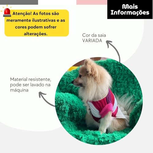 Roupa Vestido Pet Tricot Roupinha Femea Cachorro Gato