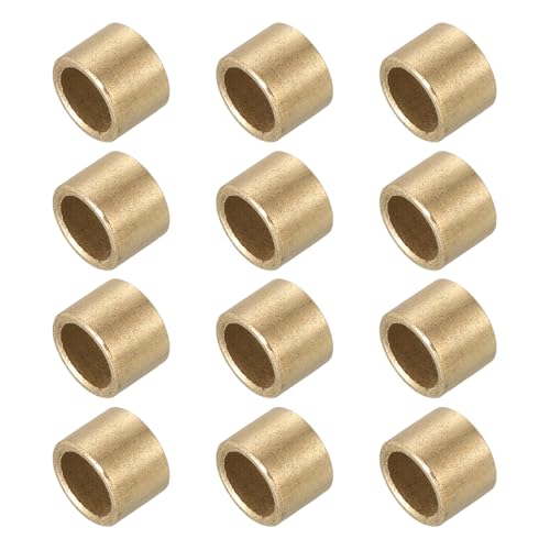 sourcing map Sleeve Bearings,6mm Bore x 8mm OD x 6mm Length Self-Lubricating Cast Brass Bushing Plain Shaft Bearings for Sliding Movements Parts of Machinery(Gold Tone, Pack of 12)
