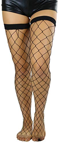 Image of ToBeInStyle Women's Vibrant Large Net Fishnet Thigh High Elastic Nylon Novelty Stockings