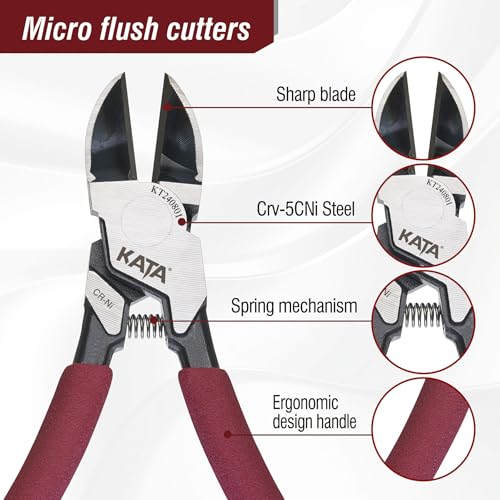 Image of KATA Side Cutters Pliers for Wire: 6 Inch Sharp Flush Cutter Clean Cut Wire Cutter for Crafting - Wire Snips for Copper Electronics Floral Jewelry Models - Electricians DIY Projects