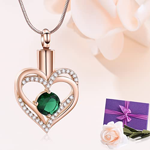 Minicremation Cremation Urn Necklace for Ashes Cremation Jewelry Heart Urn Necklace for Women Girls Birthstone Memorial Jewelry Pendant for Ashes for Human Pet - Image 3