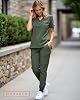 Monarch Uniforms Slim Fit Stretchy Scrubs Women's Jogger Scrub Set Slim Jogger Scrubs with Tuck-In Top for Women (HEATHER GREY-L) #5