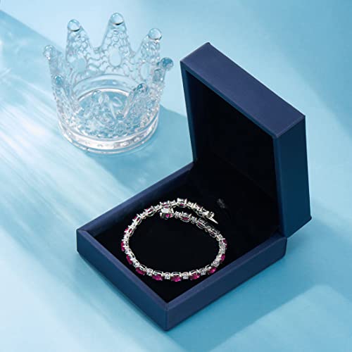 Gemlanto July Birthstone Bracelets Sterling Silver Created Ruby Tennis Bracelet Oval And Round Sparkling Cubic Zirconia Cz Bracelets Charm Jewelry For Women Girls 7 Inch #TOP6