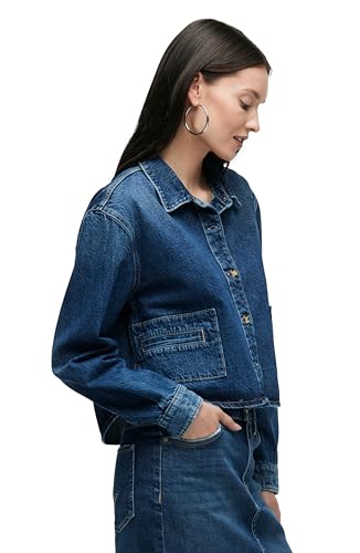 HUDSON Women's Boxy Long Sleeve Button Down Shirt with Pockets2