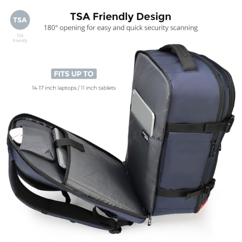 Image of Swissdigital Design Travel Backpack 43l with USB Charging Port Laptop Backpack,TSA Friendly Flight Approved Carry-on Luggage Hand,Large Weekender Bag Fits 17 Inch Laptop Blue | SD1748-12