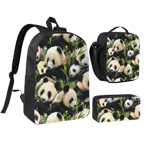 Mochila escolar de panda EdWal de 3 piezas para evitar el desorden de libros y material