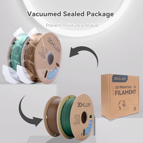 Image of 3DHoJor PLA Pro (Plus) Filament 1.75mm, 3D Printer Filament, 1kg*2 Bundle Cardboard Spool 3D Printing Filament, Dimensional Accuracy + /- 0.03 mm-Brown+Pine Green