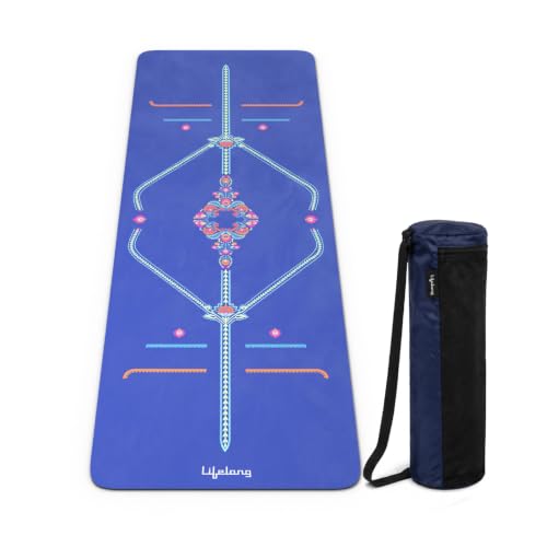 Image of Lifelong Suede & Natural Rubber Yoga Mat for Woman & Man | Non-Slip & Anti-Skid | 6mm Yoga Mat for Man |Exercise Mat for Yoga, Workout & Pilates | Gym Equipment for Home Workout | Free Carry Bag (Blue)