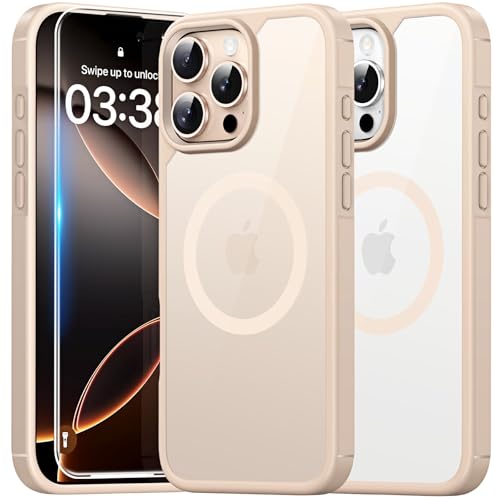 Image of TAURI for iPhone 16 Pro Max Case, Compatible with MagSafe, Rose Gold | with Screen Protector, Not-Yellowing Military-Grade Protection, Shockproof Slim Magnetic Case for iPhone 16 ProMax