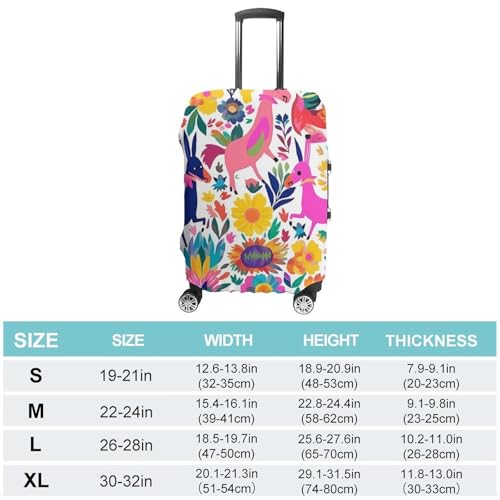 Mexican Otomi Animals Luggage Cover, Washable Elastic Suitcase Cover Protector Fit 18-32 Inch Luggage2