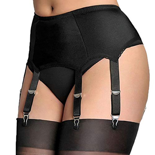 Fashion Women Women Sheer Lace Top Thigh-Highs Stockings and Garter Belt Suspender Set (Black, L)