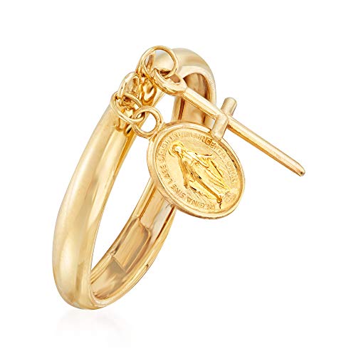 Ross-Simons Italian 14kt Yellow Gold Religious Charm Ring. Size 8 - Image 4