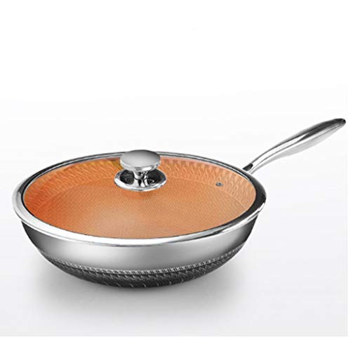 Wok acero inoxidable 304 doble cara con patrón antiadherente