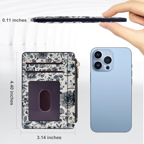 Image of Tipmile Womens Credit Card Holder Wallet, Small Slim RFID Blocking Sleeve | Mini Tiny Cute ID Case, Minimalist Zipper Pocket Wallet, Thin Coin Purse, Mothers Gift