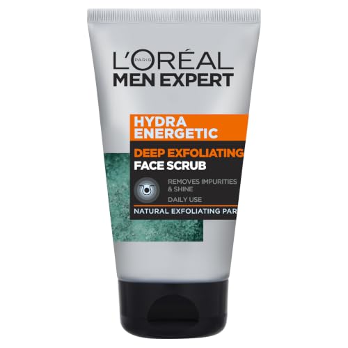 LOreal Men Expert Hydra Energetic Deep Exfoliating Face Scrub Pore-Cleansing & Purifying Action for Men Removes Impurities and Excess Shine 100ml