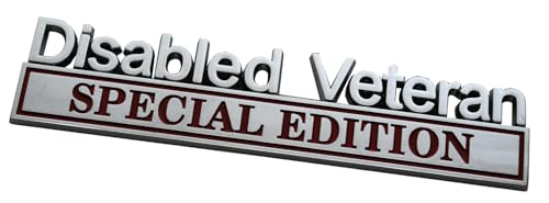 Image of 2pcs Disabled Veteran Special Edition Emblem Car Decal, Warrior Soldier 3D Sticker, Disabled Veteran Special Edition Letters Car Badges, Accessories (Chrome Red)
