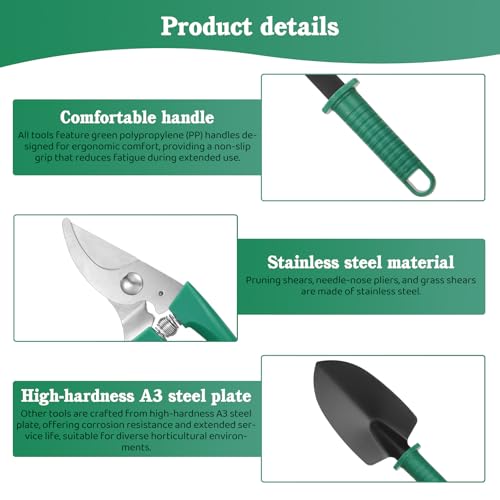 Coolty Coolty Gartenwerkzeug, 13-Teiliges Gartengeräte Set mit Aufbewahrungsbox, Garden Tools für Gartenliebhaber (Grün) - Produktansicht 3 | TV | Video | Foto