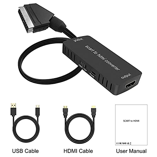 Wrugste SCART auf HDMI Konverter mit HDMI Kabel, Scart zu HDMI Converter HD 1080P/720P Switch Video Audio Adapter mit… – Bild 8