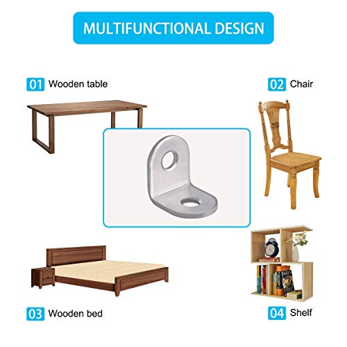 20 Pieces Stainless Stee L Bracket (0.78 X 0.78 Inch，20 X 20 Mm) Corner Braces Joint Right Angle Bracket Fastener L Shaped Corner Fastener Joints Support Bracket, 40 Pieces Screws Included #TOP2