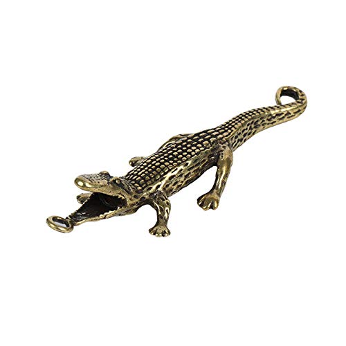 Crocodile en laiton fait main : statuette de bureau élégante et porte-clés rétro