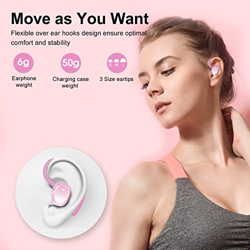 Auriculares-Inalambricos-Deportivos-Hi-Fi-Estereo-Auriculares-Bluetooth-52-con-Microfono-Carga-Rapida-USB-C-Pantalla-LED-IPX7-Impermeable-Cascos-Inalambricos-Bluetooth-con-Gancho-Rosa