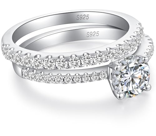 jiamiaoi Bagues Femmes en Diamant Argent 925, Plaqué Or Blanc 18 Carats, Bagues de Fiançailles, Bague Solitaire Anniversaire Promesse de Mariage