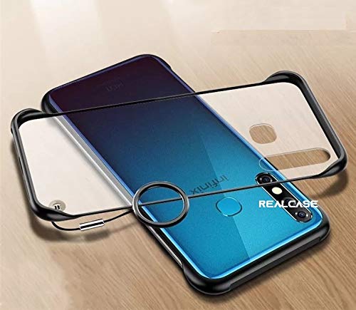 Image of REALCASE Infinix Hot 8 Back Cover Case | Slim Translucent Frameless Matte Hard Back Skin | Soft TPU Shock Proof Bumper Back Cover Case for Infinix Hot 8 (F-Black)