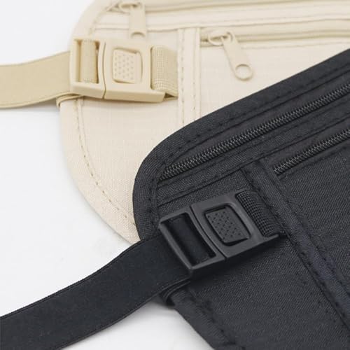 Image of Travel Wallet: Money Belt, Concealed Pouch-Hidden Pouch Under Clothes - RFID Security Feature - Travel Fanny Pack for Men /Women- (2Pcs, Black and Khaki)