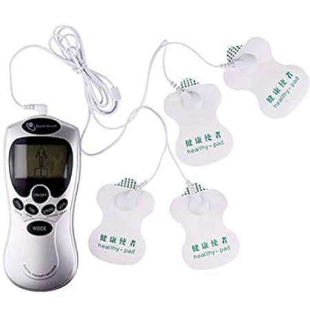 FosCadit 4 Pads Digital Therapy Machine Muscle Stimulator For Body Pain Blue Idea Machine For Acupuncture Portable Tens With 8 Vibration Modes For Muscle Relax Meridian Therapy Machine